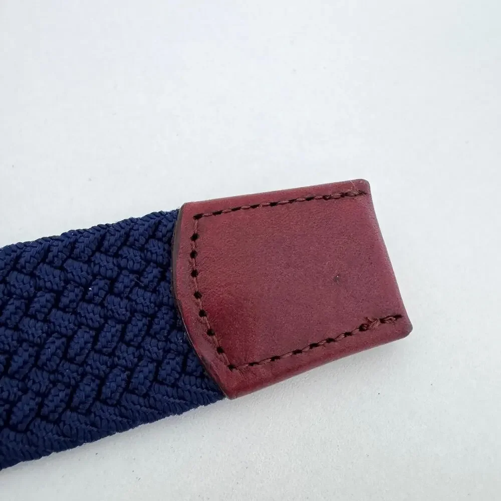 Florsheim Mens Genuine Leather Braided Belt Classic Casual Brown Blue